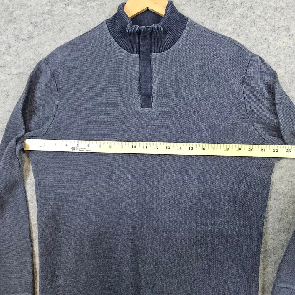 Banana Republic Men's 1/4‎ Quarter Zip Sweater Size M Blue 100% Cotton Preppy